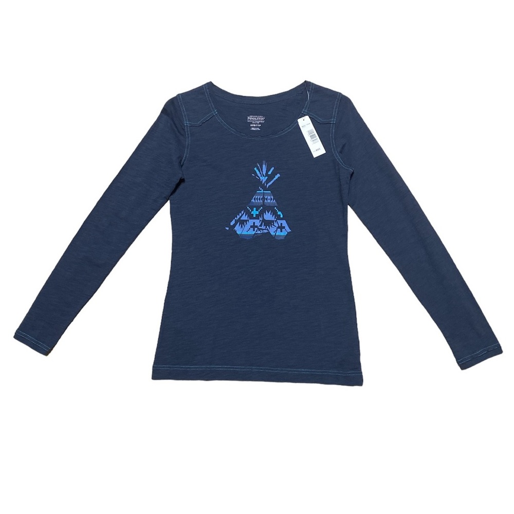 Pendleton Long Sleeve T Shirt Women’s XXS Navy Blue Casual Teepee Top New